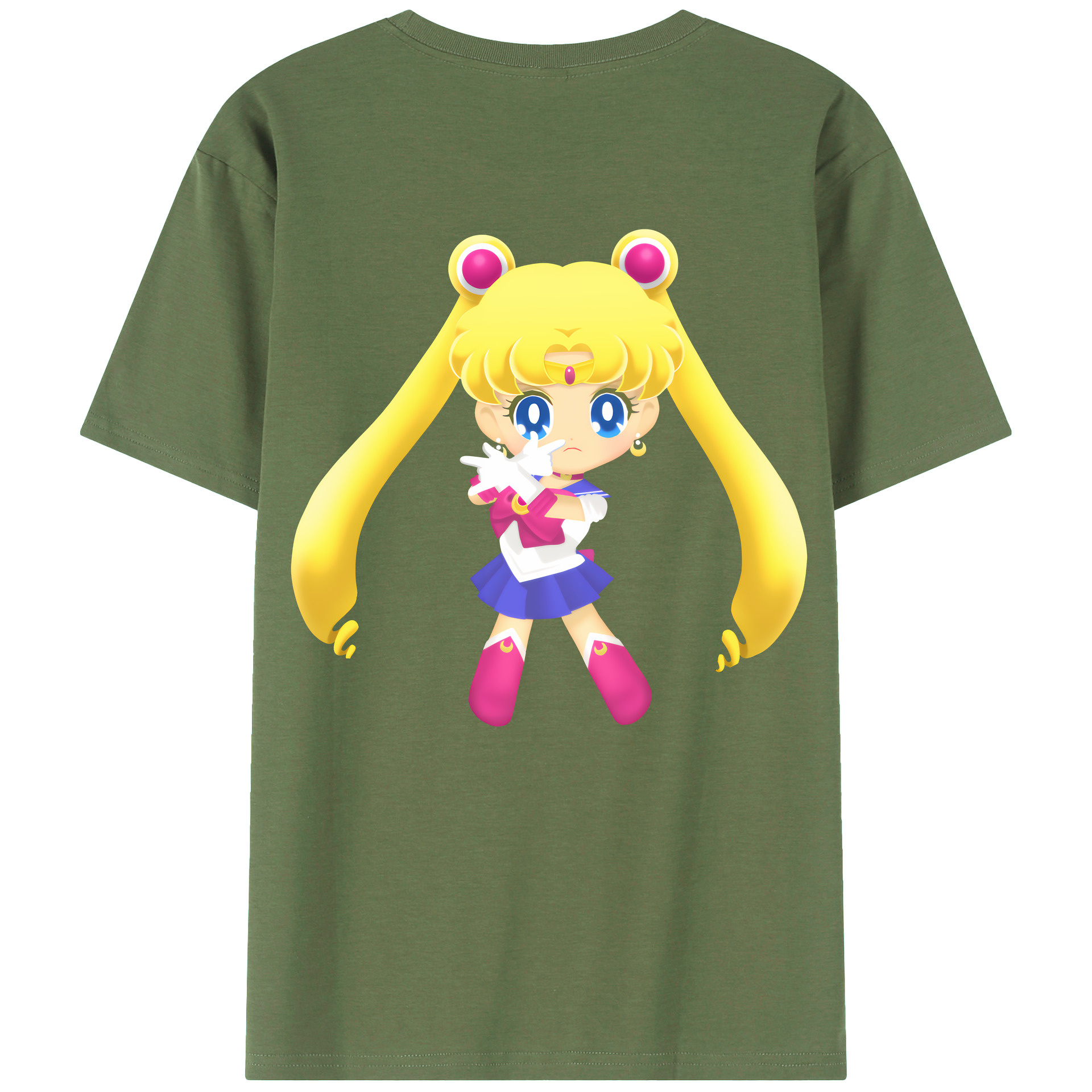 （画像用） 美少女戦士セーラームーン 月野 うさぎ つきの うさぎ Sailor Moon Tsukino Usagi 綿100％ メンズ半袖Tシャツ（バックプリント） 通気性